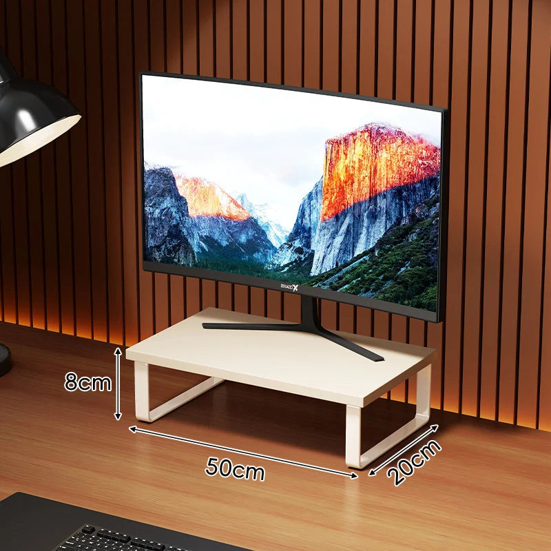 Monitor Stand Wood-Look Top Under-Platform Storage Non-Slip Feet
