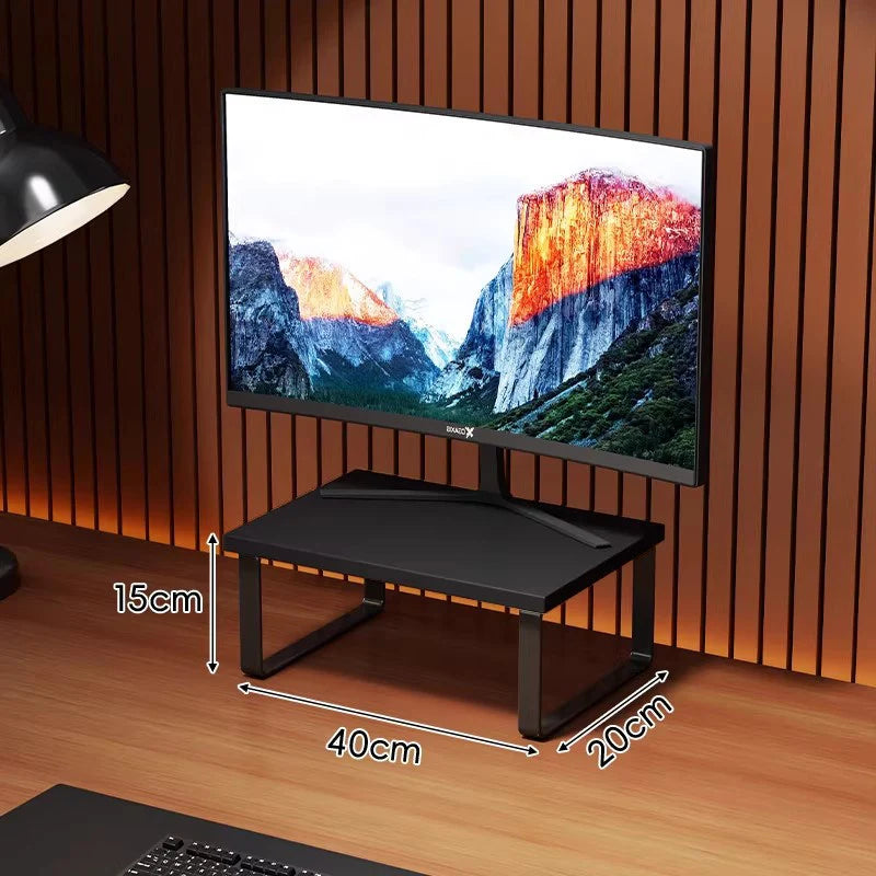 Monitor Stand Wood-Look Top Under-Platform Storage Non-Slip Feet