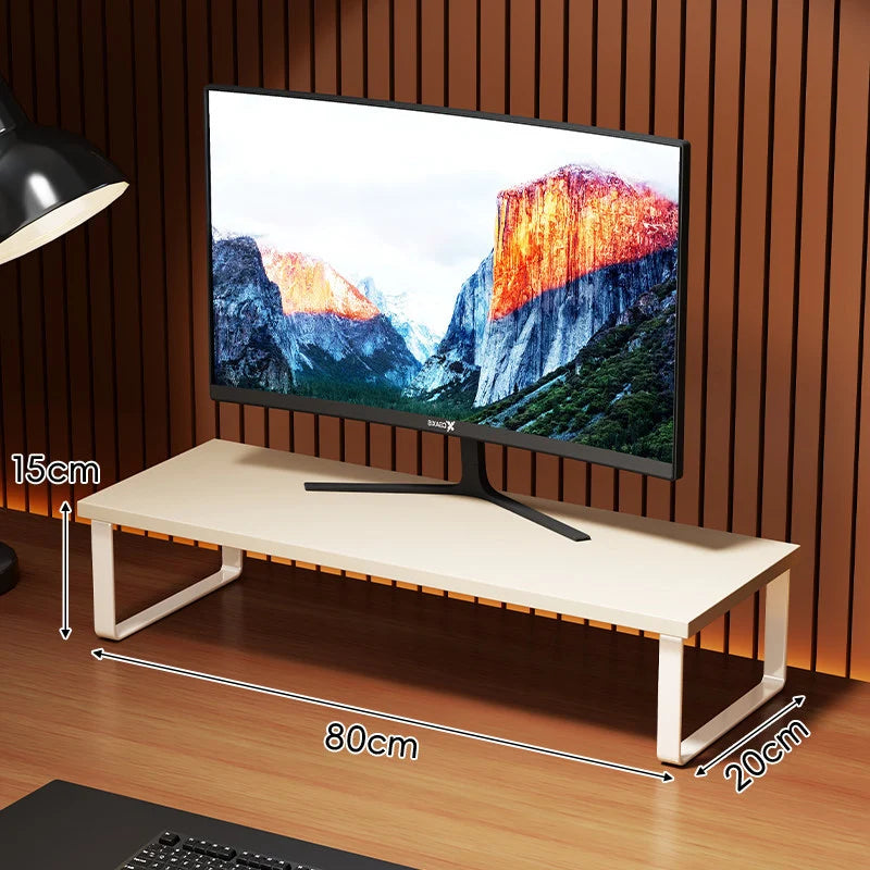 Monitor Stand Wood-Look Top Under-Platform Storage Non-Slip Feet