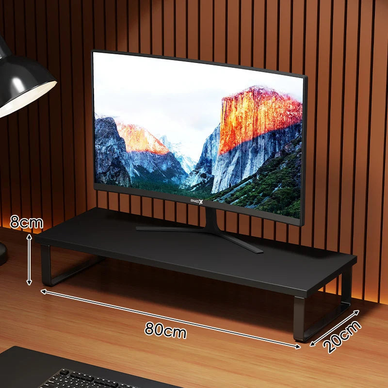Monitor Stand Wood-Look Top Under-Platform Storage Non-Slip Feet