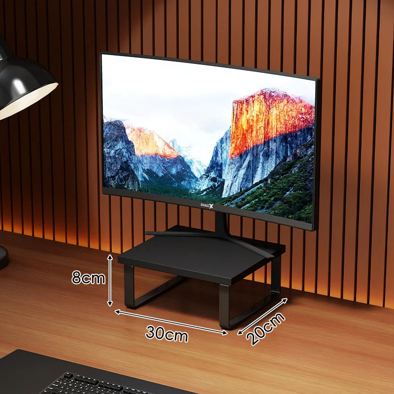 Monitor Stand Wood-Look Top Under-Platform Storage Non-Slip Feet