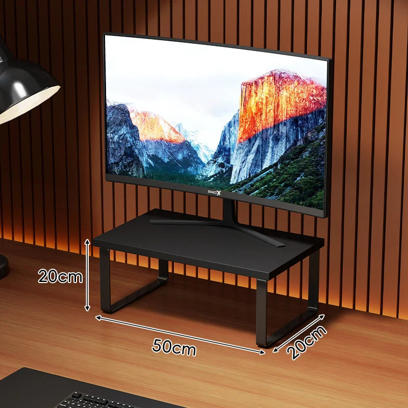 Monitor Stand Wood-Look Top Under-Platform Storage Non-Slip Feet