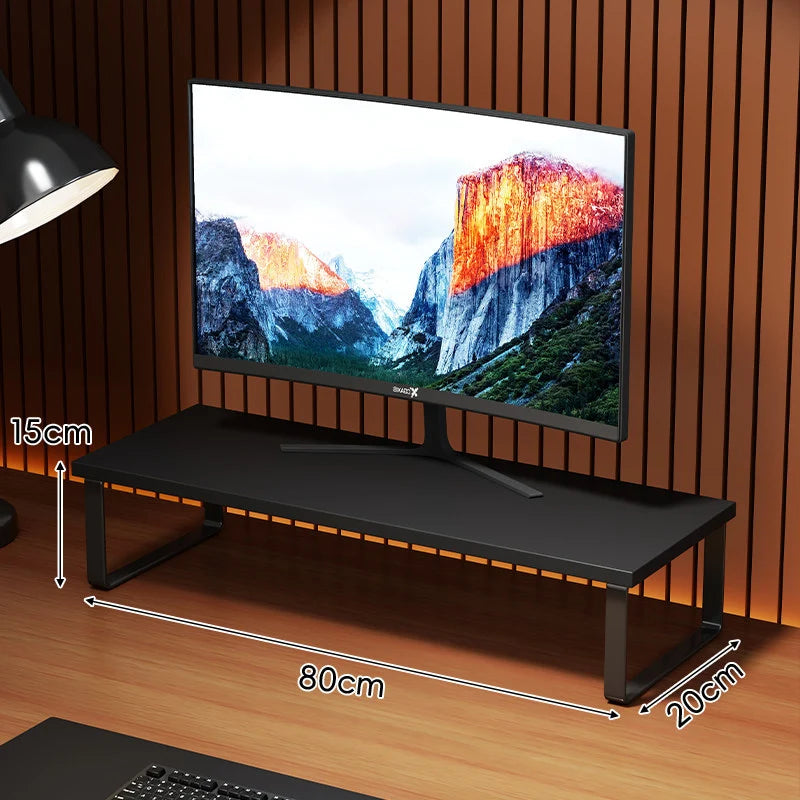 Monitor Stand Wood-Look Top Under-Platform Storage Non-Slip Feet