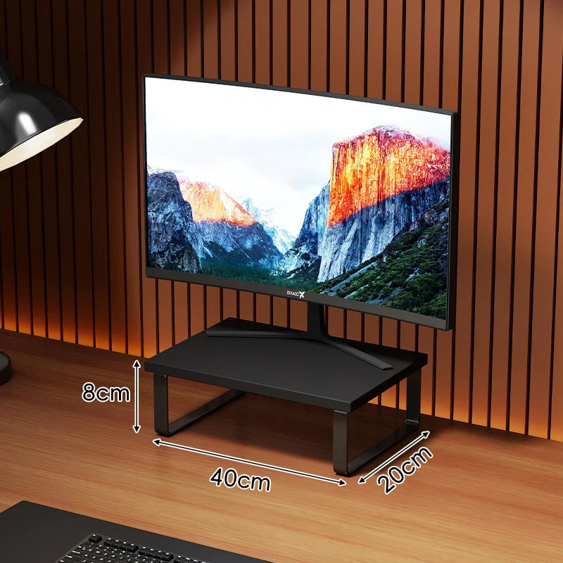 Monitor Stand Wood-Look Top Under-Platform Storage Non-Slip Feet
