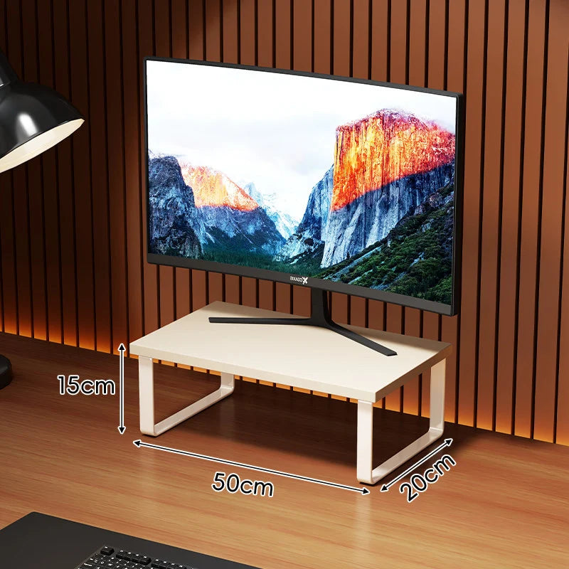 Monitor Stand Wood-Look Top Under-Platform Storage Non-Slip Feet