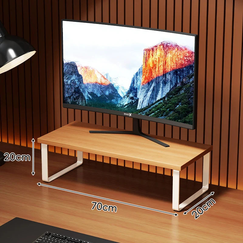Monitor Stand Wood-Look Top Under-Platform Storage Non-Slip Feet
