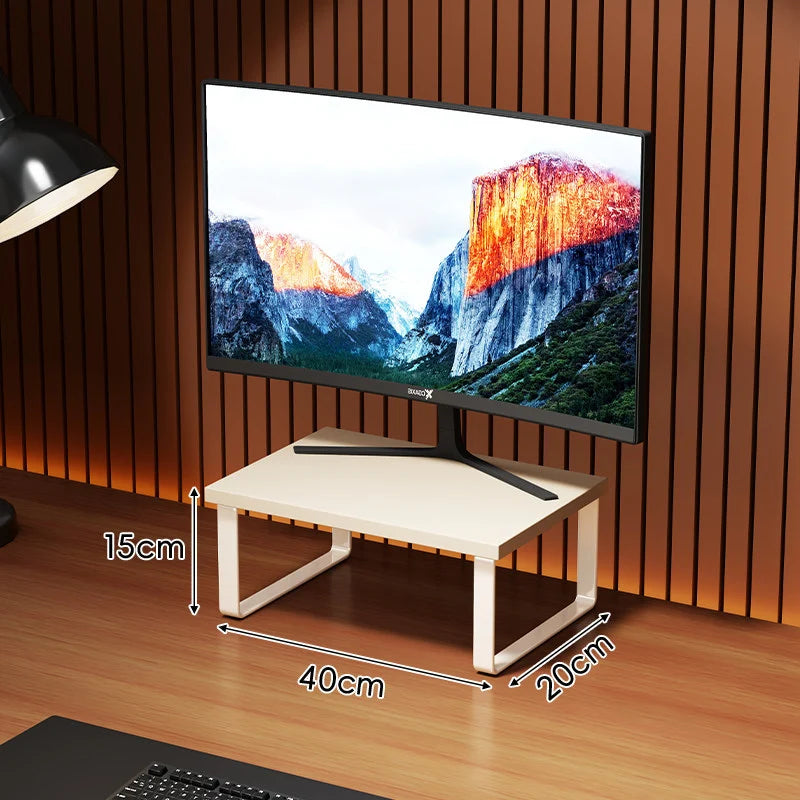 Monitor Stand Wood-Look Top Under-Platform Storage Non-Slip Feet
