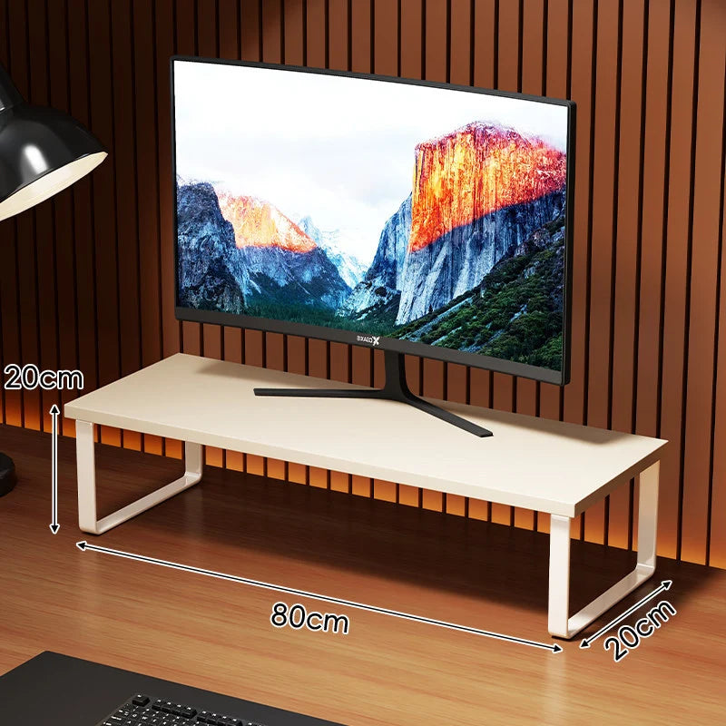 Monitor Stand Wood-Look Top Under-Platform Storage Non-Slip Feet