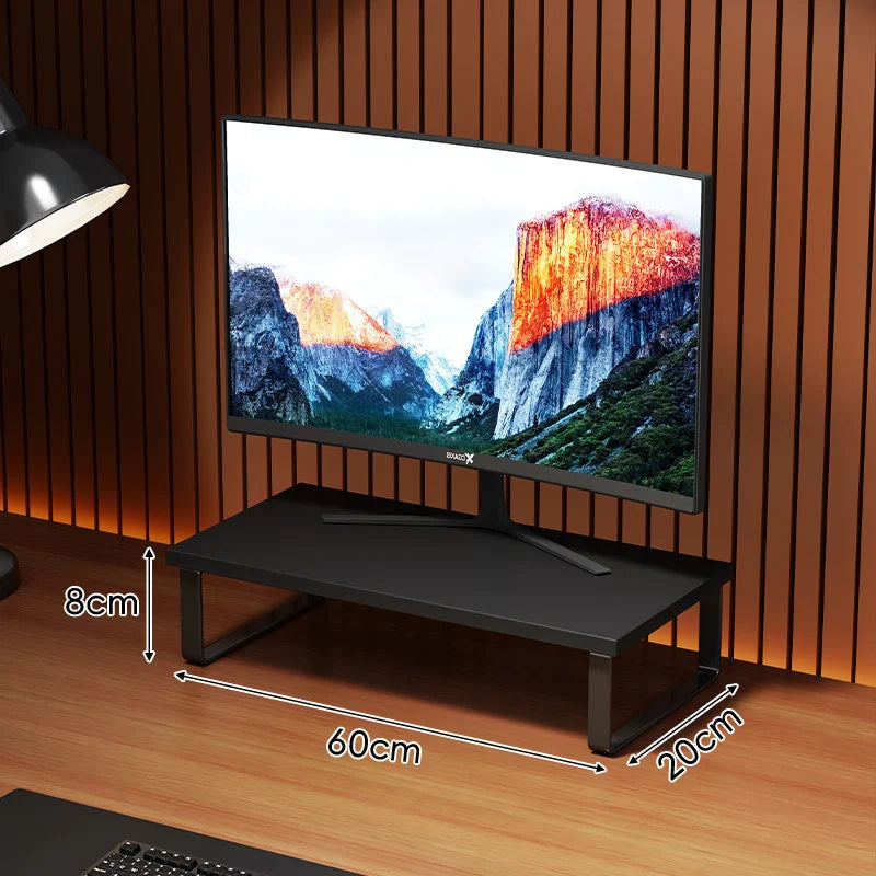 Monitor Stand Wood-Look Top Under-Platform Storage Non-Slip Feet