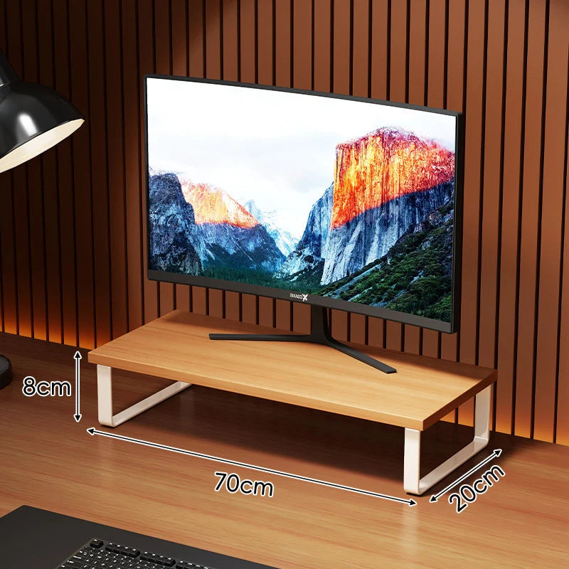 Monitor Stand Wood-Look Top Under-Platform Storage Non-Slip Feet