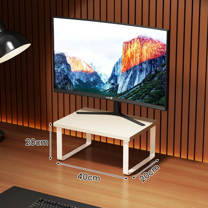 Monitor Stand Wood-Look Top Under-Platform Storage Non-Slip Feet