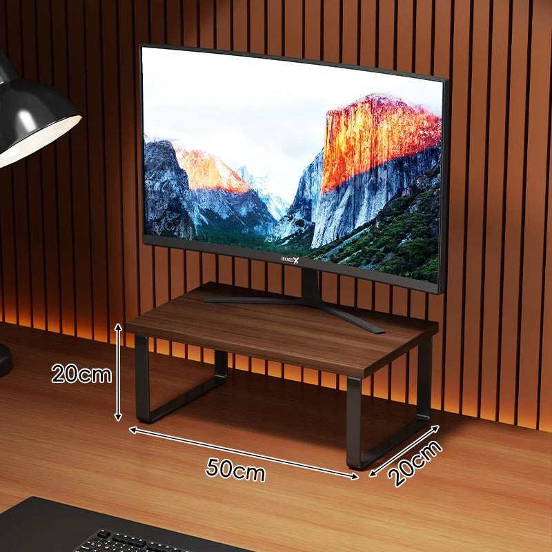 Monitor Stand Wood-Look Top Under-Platform Storage Non-Slip Feet