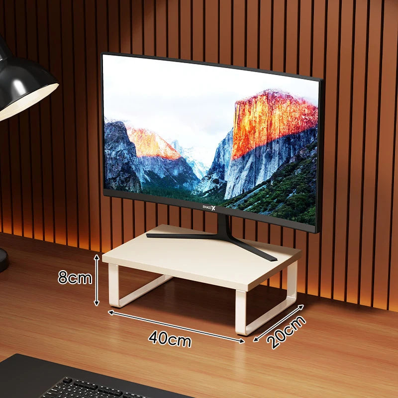 Monitor Stand Wood-Look Top Under-Platform Storage Non-Slip Feet