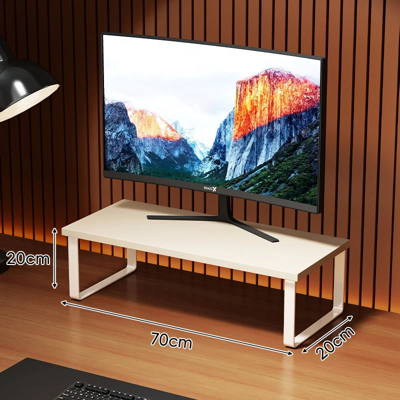 Monitor Stand Wood-Look Top Under-Platform Storage Non-Slip Feet