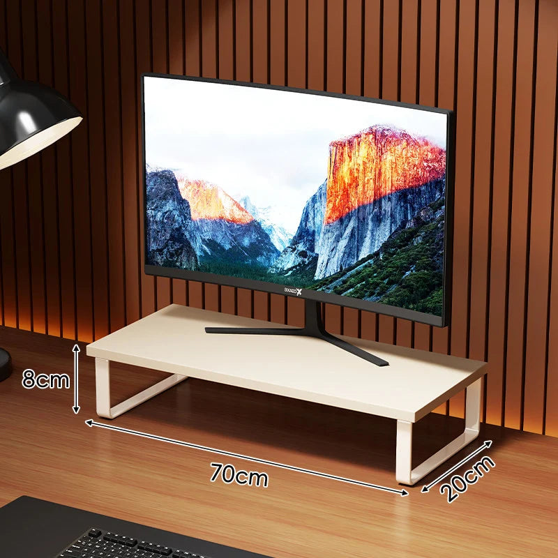 Monitor Stand Wood-Look Top Under-Platform Storage Non-Slip Feet