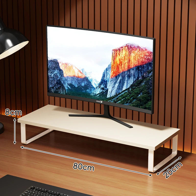 Monitor Stand Wood-Look Top Under-Platform Storage Non-Slip Feet