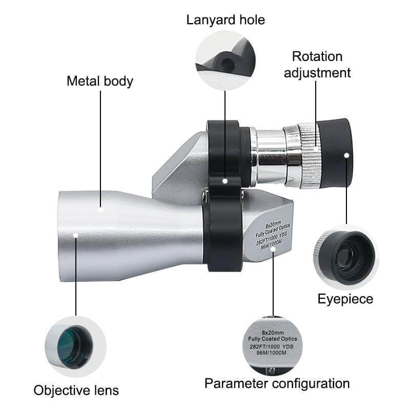 Monocular Telescope 8X Magnification Phone Camera Adapter