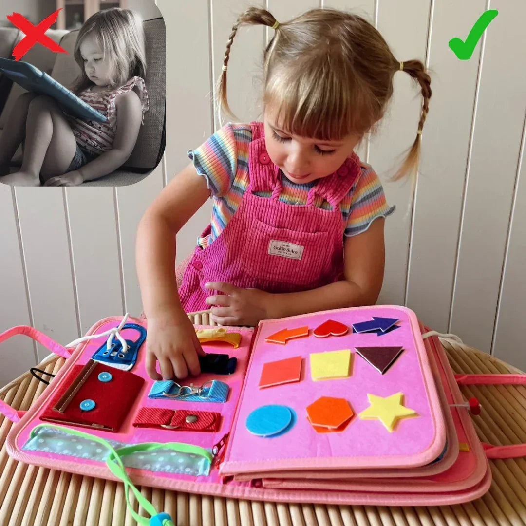 Montessori Activity Book Felt Fabric 8 Interactive Pages for Life Skills