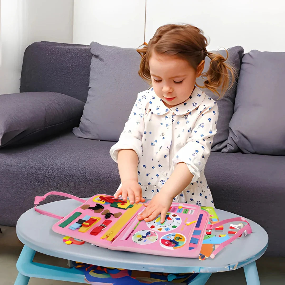 Montessori Activity Book Felt Fabric 8 Interactive Pages for Life Skills