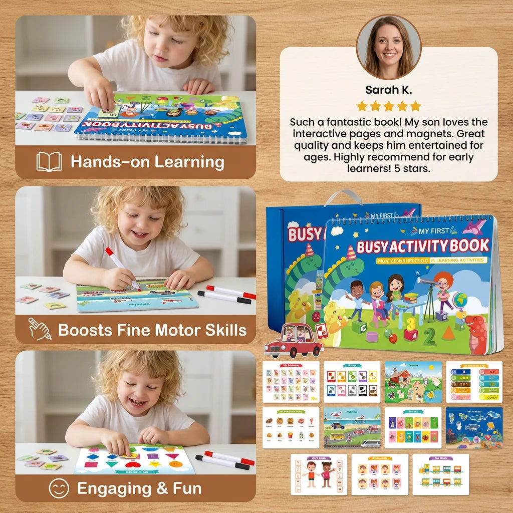 Montessori Activity Book Hands-On Matching Colors Numbers & Shapes