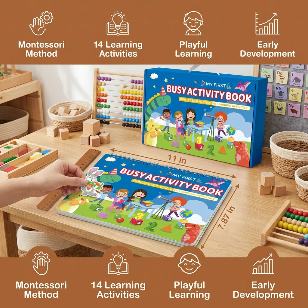 Montessori Activity Book Hands-On Matching Colors Numbers & Shapes