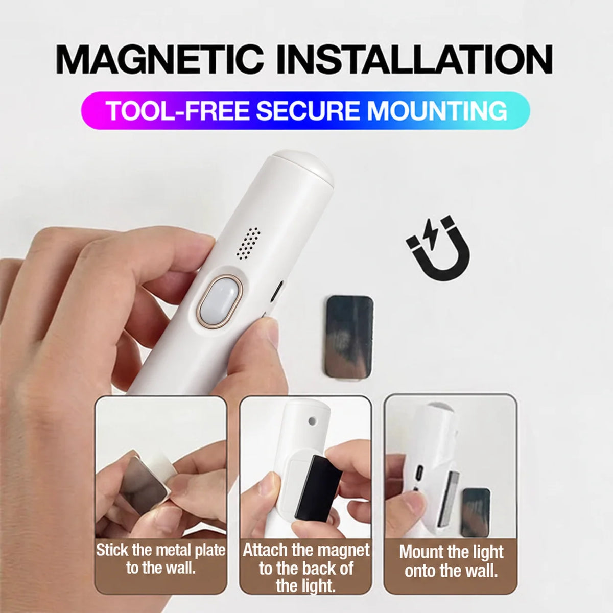 Motion Sensor Light Magnetic Mount RGB & Three-Color Lighting