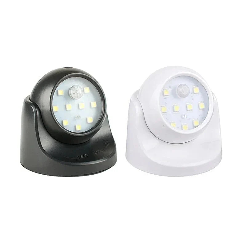 Motion Sensor Spotlight 360 Degree Rotatable Battery-Powered & Weatherproof