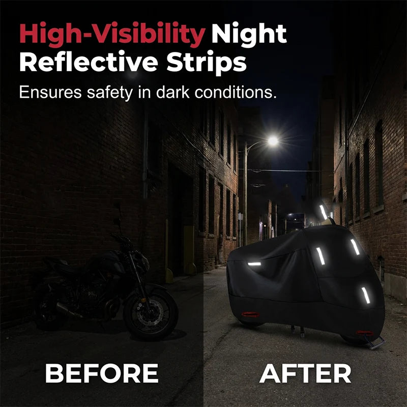 Motorcycle Cover Weatherproof Oxford Fabric Reflective Strips