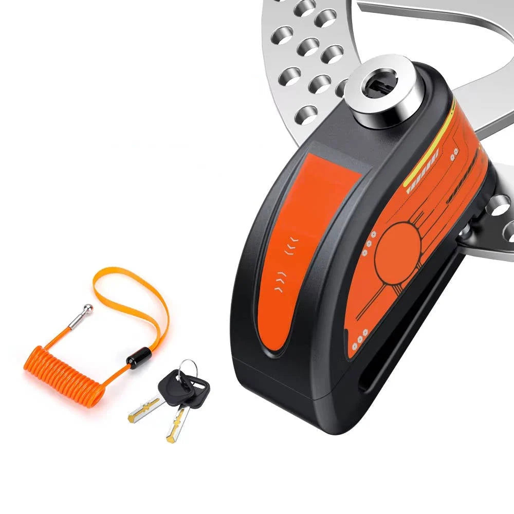 Motorcycle Disc Lock 120 Decibel Alarm Rechargeable IP67 Water Resistant