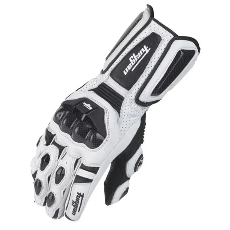 Motorcycle Gloves Genuine Leather Carbon Fiber Waterproof Touchscreen-Compatible