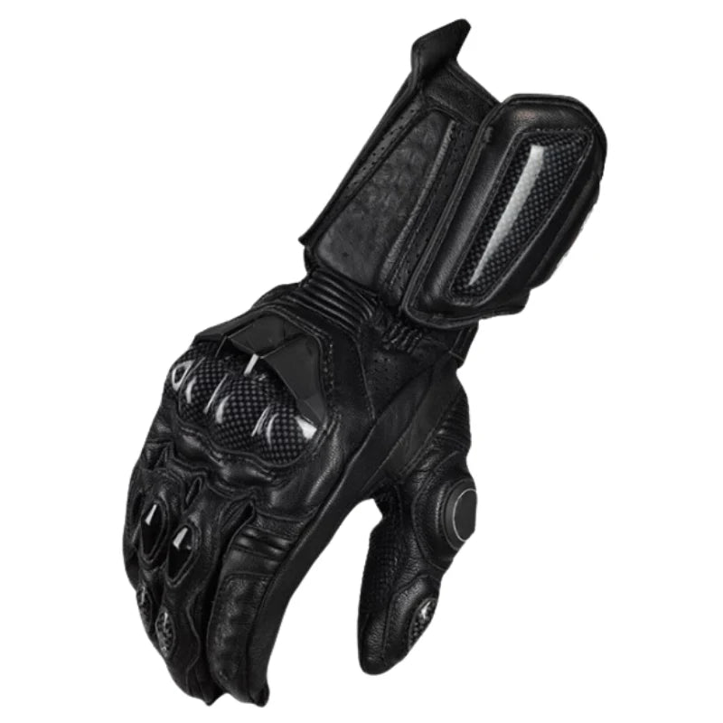 Motorcycle Gloves Genuine Leather Carbon Fiber Waterproof Touchscreen-Compatible