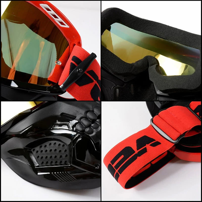 Motorcycle Goggles Impact-Resistant Lens Removable Filter Mask