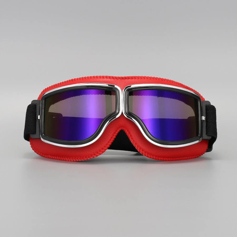 Motorcycle Goggles Scratch-Resistant Impact-Resistant Lenses Adjustable Strap