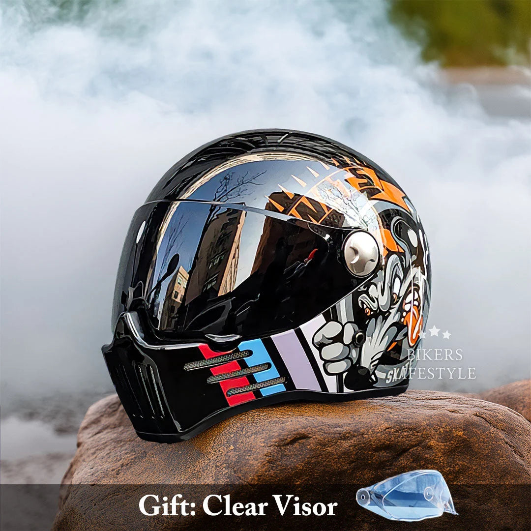 Motorcycle Helmet Full Face DOT & ECE Approved Dark Visor Ventilated Design