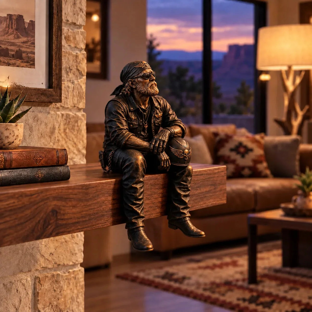 Motorcycle Rider Figurine Rustic Shelf Decor 5 Styles Available