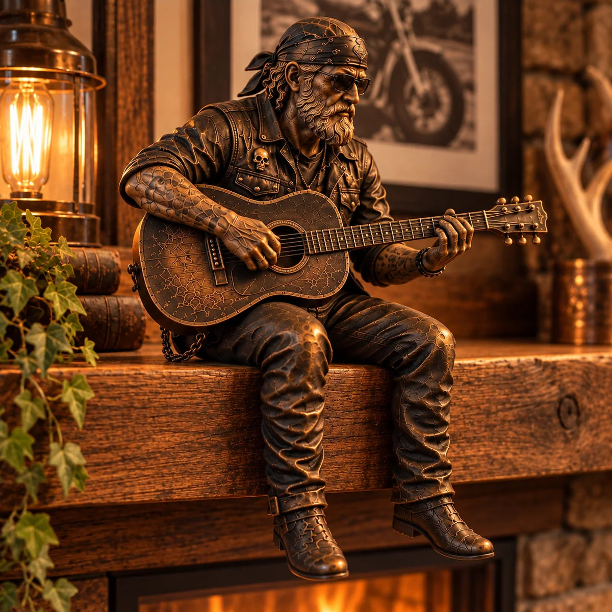 Motorcycle Rider Figurine Rustic Shelf Decor 5 Styles Available