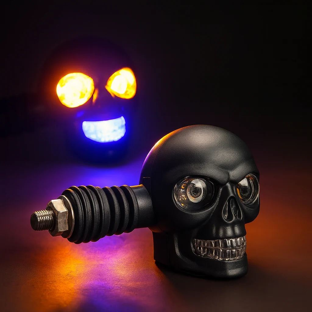 Motorcycle Turn Signal Lights Skull Design Dual-Mode LED