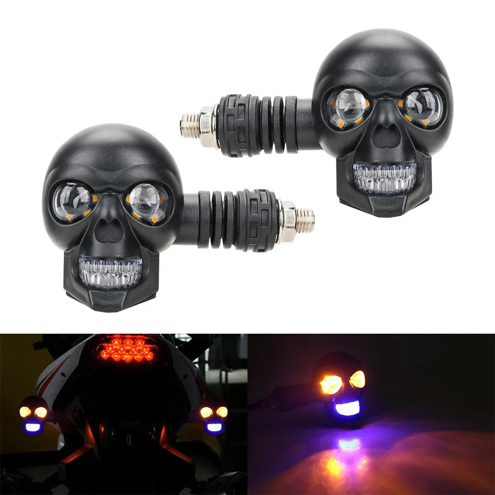 Motorcycle Turn Signal Lights Skull Design Dual-Mode LED