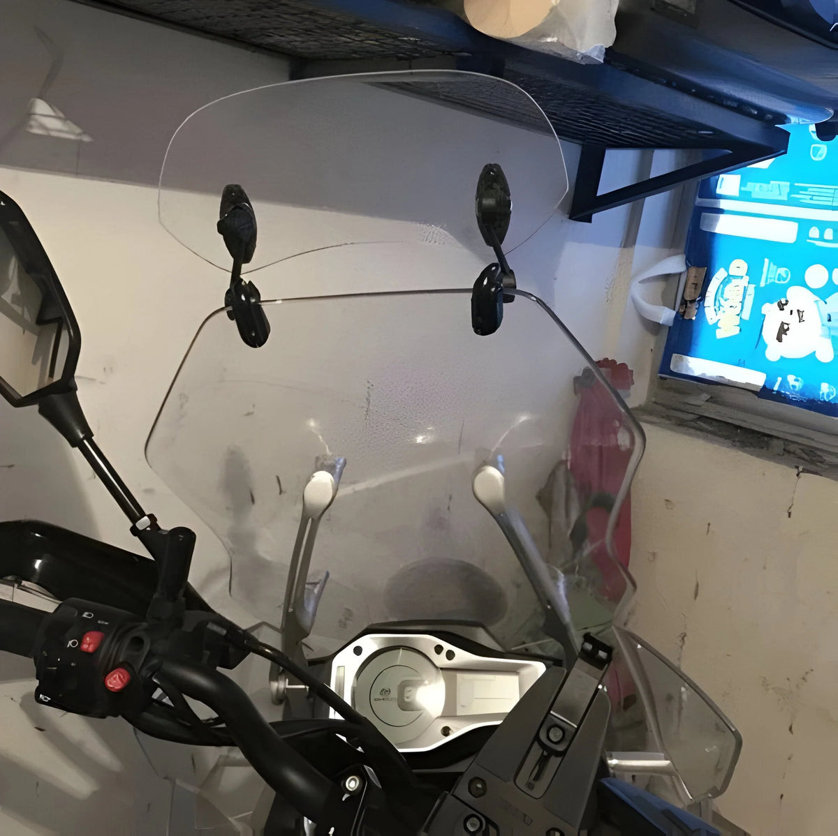 Motorcycle Windshield Extension Clamp-On Adjustable Angle & Height