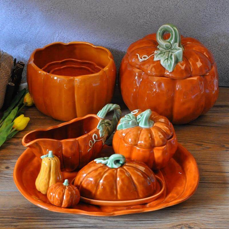 Mug & Bowl Set Ceramic Pumpkin-Shaped 2-Piece