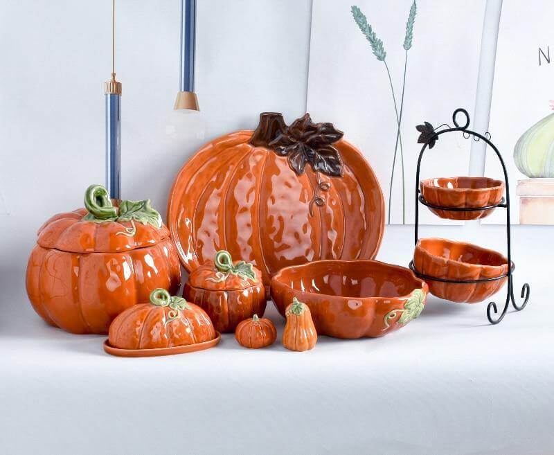 Mug & Bowl Set Ceramic Pumpkin-Shaped 2-Piece