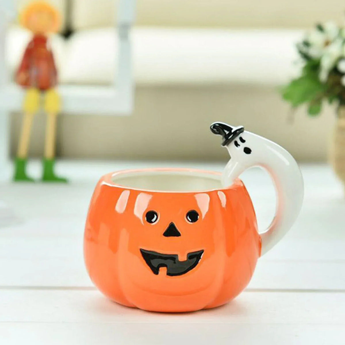 Mug Pumpkin-Shaped Ceramic Ghost Handle