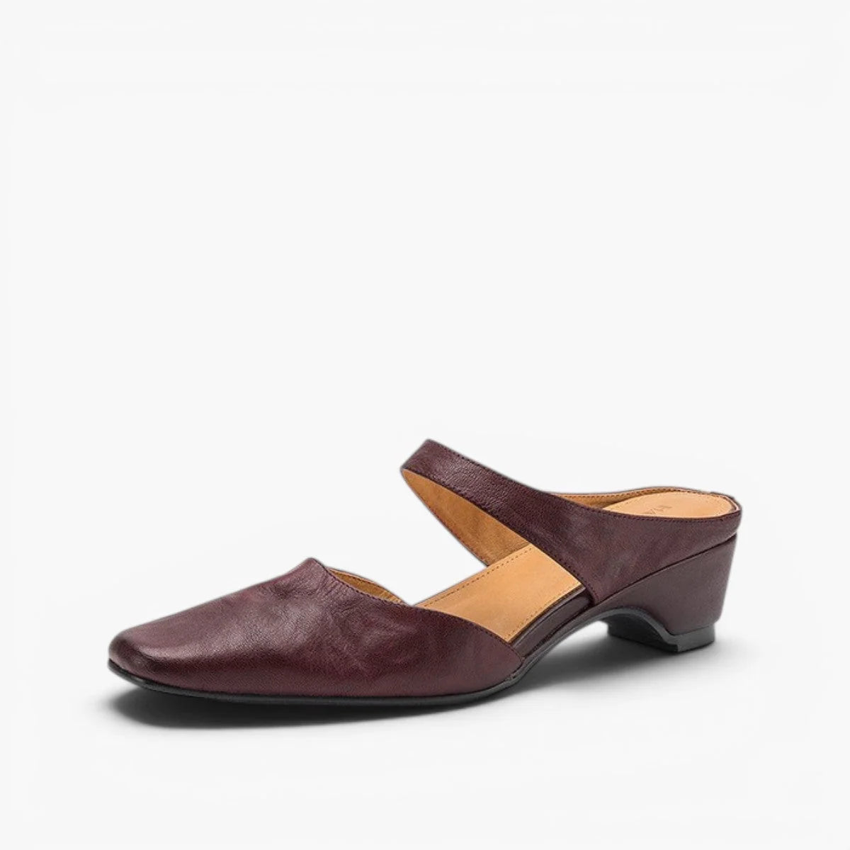 Mules Lambskin Leather Square Toe Wedge Heel