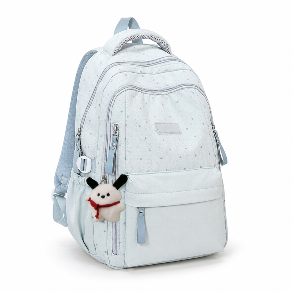 Multi-Compartment Durable Fabric School Backpack