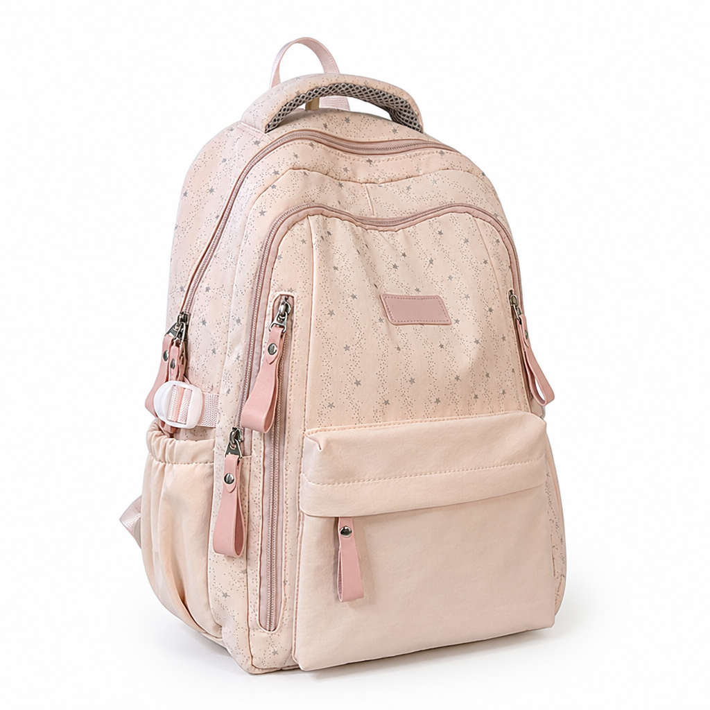Multi-Compartment Durable Fabric School Backpack