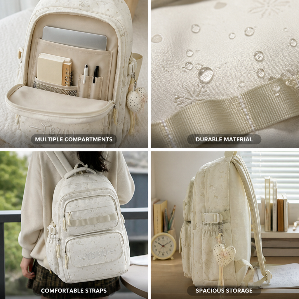 Multi-Compartment Laptop-Ready School Backpack