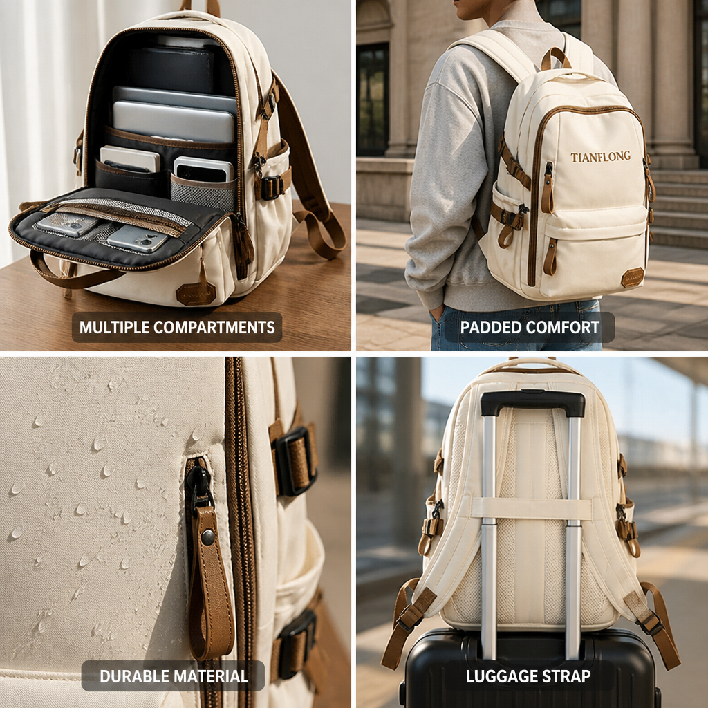 Multi-Compartment Padded Laptop School Backpack