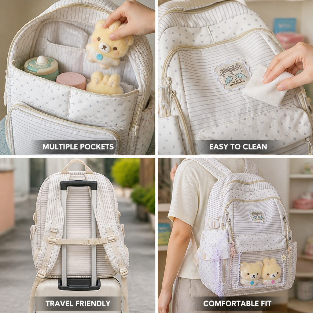 Multi-Pocket Easy-Clean Kids Backpack