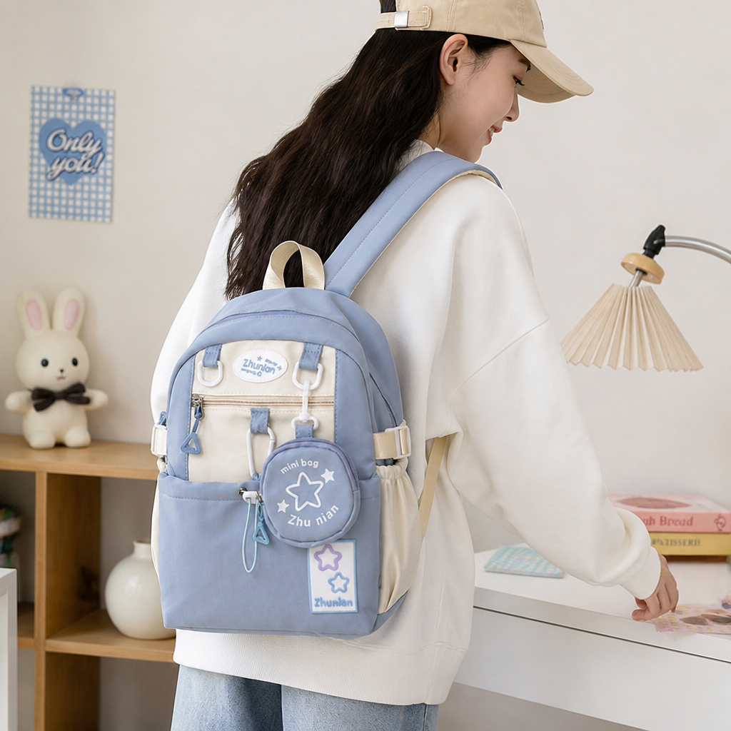 Multi-Pocket Lightweight Kids Backpack (Mini Bag & Adjustable Straps)
