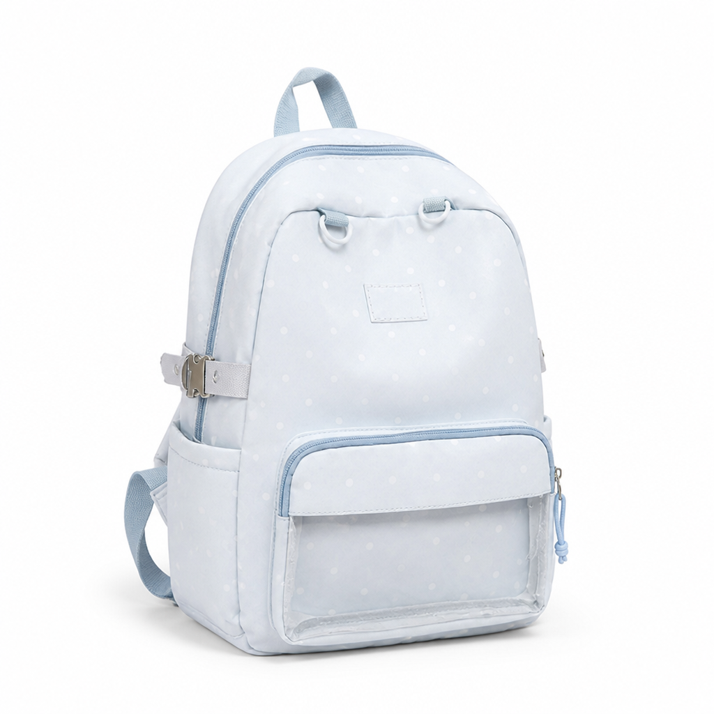 Multi-Pocket Polka Dot School Backpack